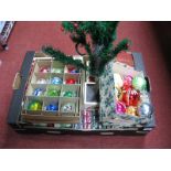 Vintage Christmas Tree, crackers, baubles tree hooks, crepe paper, etc:- One Box