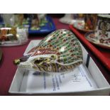 A Crown Derby Paperweight, modelled as Ashbourne Hedgehog, a gold signature edition, printed mark,