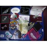 A Collection of Modern Costume Brooches, including butterfly mirror compacts etc:- One Tray