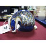 A Crown Derby Paperweight, modelled as Buxton Badger, number 282/500 commissioned by John Sinclairs,
