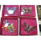Butler & Wilson; Four Butterfly Brooches, (three sealed, all boxed). (4)