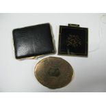 A 1930's/40's Marcel Rochas "Femme" Powder Compact, with 'black lace' design, stamped marks, 8cm
