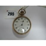 Waltham USA; A Gold Plated Cased Openface Pocketwatch, the signed dial with black Arabic numerals