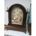 A Mahogany Dome Cased Bracket Clock, circa 1900, with silent/chime, slow/fast and four gong