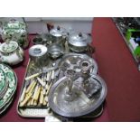 Electroplated Loose Cutlery, oval entree dish, tankard, vase, candlestick etc, Pre-Decimal GB and