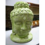 A Green Glazed Terracotta Bust of Middle Eastern Female, with oval base, 33cm high.