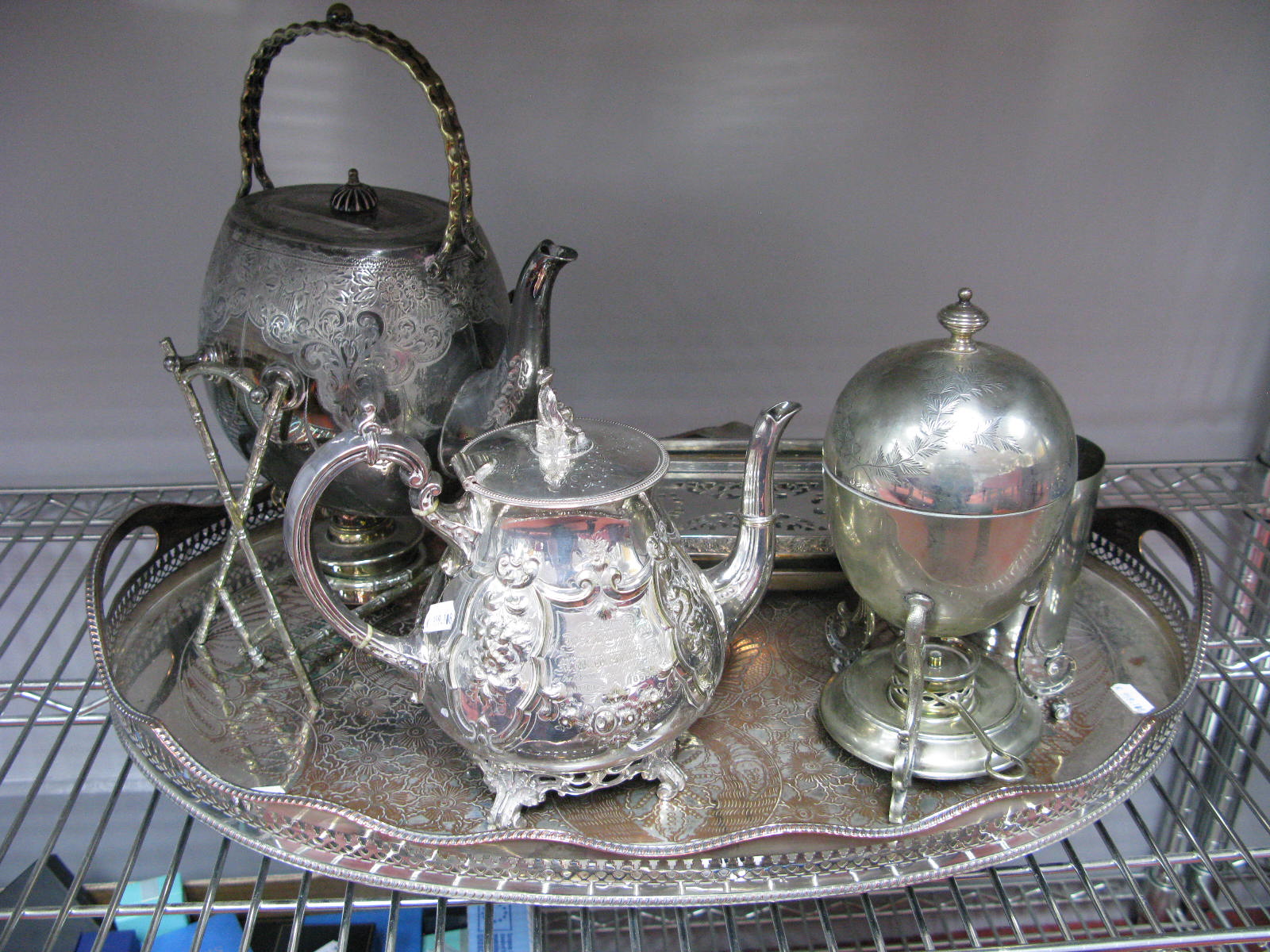 A Decorative Tea Pot, "Presented to Joseph Longden by his employer Mr. W.M. Harrison on the