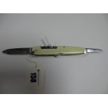 A Multi Function Folding Pocket Knife, with multi blades, button hook, corkscrew, removable pick,
