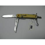 An E.T. Markham Multi Function Folding Pocket Knife, including multi blades, saw, button hook,