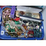 A Mixed Lot of Assorted Costume Jewellery, including diamanté bracelets, bead necklaces, bangle,