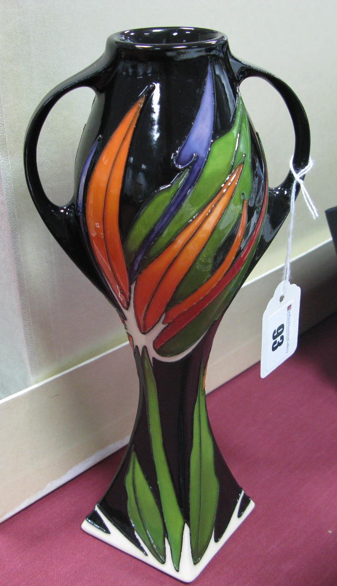 A Moorcroft Pottery Twin Handled Vase, painted in the Paradise Found pattern by Vicky Lovatt,