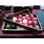 A Full Set of Early XX Century Snooker Balls; together with wooden triangle.