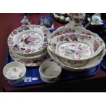 A Collection of Mason's Ironstone in the Brocade Pattern, including pedestal bowl, octagonal jug,