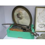 Starr MFG. Co 'Rex' Ice Skates, books, oval photograph, Tulwar type knife with wire binding to