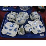 A Late XIX Century Copeland Spode Pottery Dolls House Tea Service, decorated in flo blue with