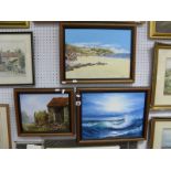 Tom Page Cornish Coastal Scene, 29.5 x 39.5cm, David Robert and H. Galley oils.