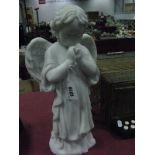 A Parian Style Figure of Praying Angel, 35cm high.