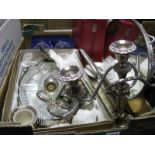 A Regent Dressing Table Set, hors d'oeuvres, candelabra, boxed brandy glasses, etc:- One Box