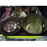 A XIX Century Copper Ketlle; together with two XIX Century brass, jam pans. (3)