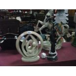 A Modern Art Nouveau Style Figural Table Lamp, with moulded shade and a