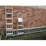 A Set of Youngman D.I.Y Domestic Duty Extending Ladders, (twenty-six rung), a set of Beldray steps