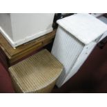 Lloyd Loom Lusty Linen Basket and Cupboard, with glass top. (2)