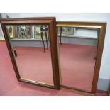 A Rectangular Bevelled Wall Mirror, cushioned mahogany frame 90 x 60cm and a gilt effect rectangular