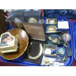 A Carved Shell, Chambers Candy Faberge eggs, rouge nut bowl, medals, etc:- One Tray