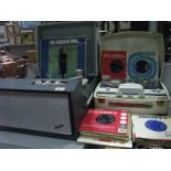 A 1960's Fidelity Table Top Record Player, (with original bill of receipt 23.12.63), L.P's and 7"