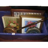 Trisha Hardwick Signed Print, oil, watch part picture, warming pan, etc:- One Box