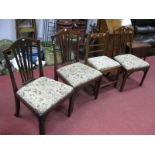 Three XVIII Century Mahogany Dining Chairs, having pierced fan splats; together with a similar bar