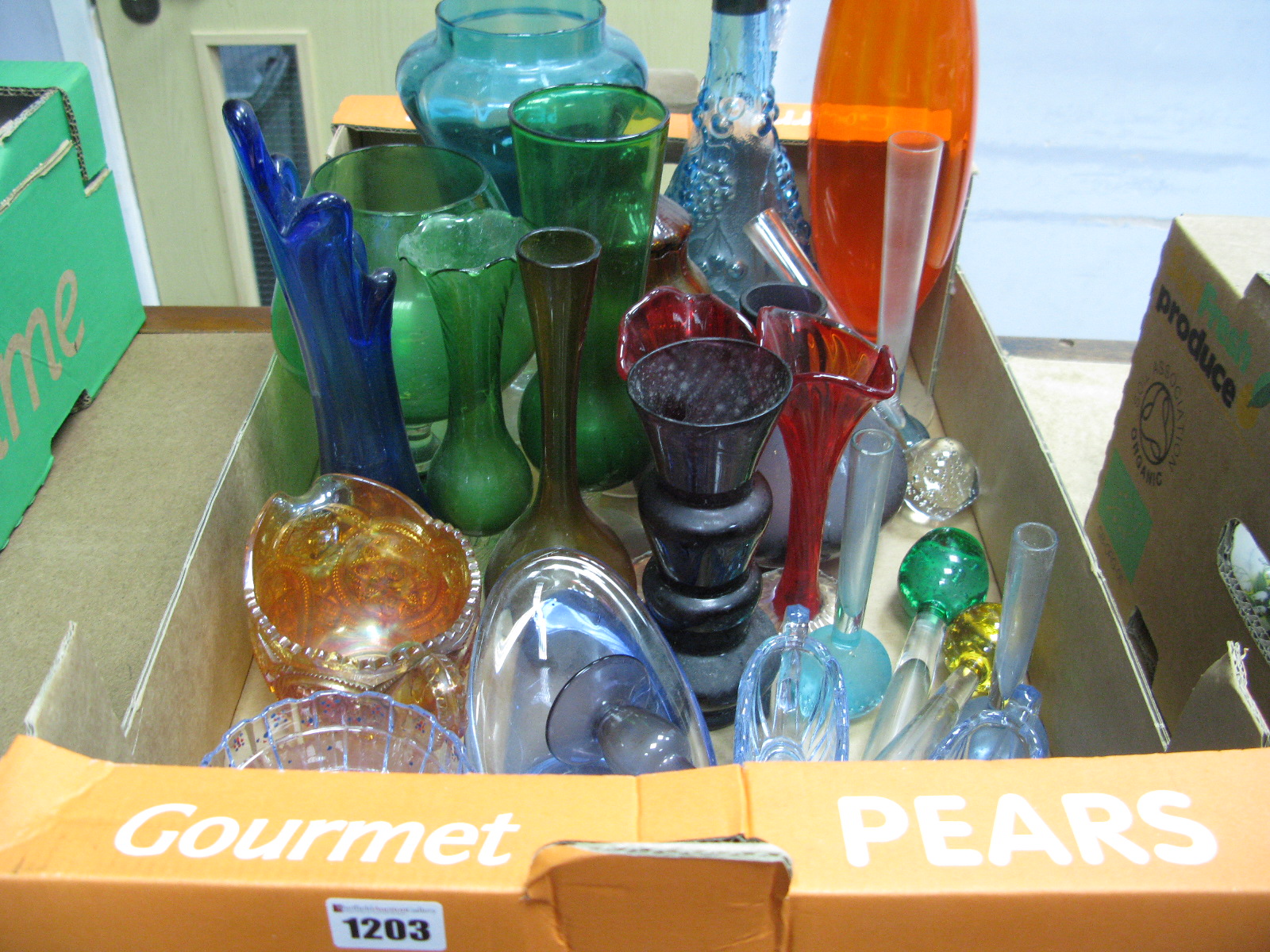 A Quantity of Coloured Glassware:- One Box