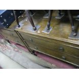 A 1930's Oak Two Height Dressing Chest, flattened arched bevelled mirror, moulded edge and a