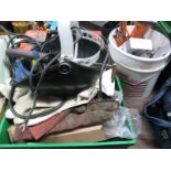 A Weldmaster SM100 Welding Transformer, welding rods, face protector, gloves, etc.