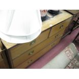 A Mahogany Chest of Drawers, fitted with two short and two long drawers, brass campaign style