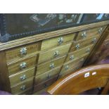'Flagstone' Hardwood Chest, of fifteen graduated drawers, by Ward of Doncaster, on bun feet, 115cm