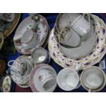 XVIII Century Pottery Teacups and Saucers, plates, sauce boat, A Present from Shanklin mug, etc, (