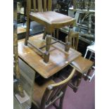 A Set of Four Oak Rail Back Dining Chairs, and drop leaf table.