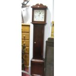 An 'Abbey' Grandmother Stained Oak Cased Clock, and Ercol elm dining chair and a stained wood chair.