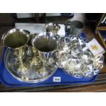 A Silver Handled Cake Slice, cheese knife, plated goblets, napkin rings.