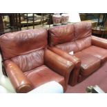 A John Lewis 'Benson' Two Seater Sofa, in stitched brown leather (with original bill of receipt £
