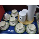 A Set of Six Royal Doulton 'Tivoli' (D6210) Coffee Cups and Saucers and a modernist three piece