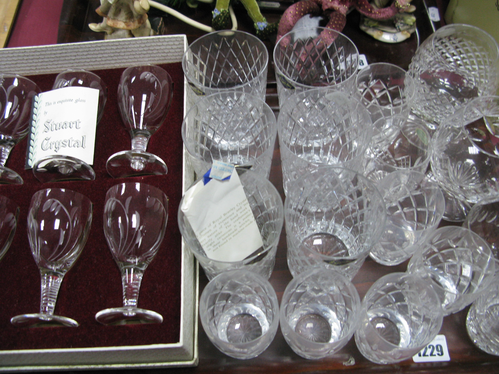 Brierley Whisky Glasses, Stuart tots, wines, etc:- One Tray