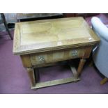 'Flagstone' Hardwood Side Table, with single drawer, on bun feet, by Ward of Doncaster, 69.5cm