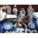 Three XIX Century Style Figures, paperweight, Wedgwood bowl, etc:- One Tray