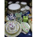 Grafton 'Majestic' Dinnerware, of forty-three pieces, in gilt and green, Woods and Deco wall posies,
