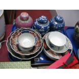 XIX Century Japanese Imari Bowls, with wavy rims, plates, ginger jars, etc:- One Tray