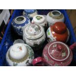 A Quantity of Ginger Jars, to include Mason's, Twining, Oriental, two teapots:- Two Boxes