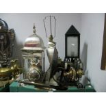 A Pair of Gilded Brass Wall Brackets, table lamp etc:- One Box