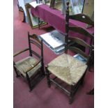 Early XX Century Beech Child's Rocker, with parquetry circular pictoral cresting, a ladder back